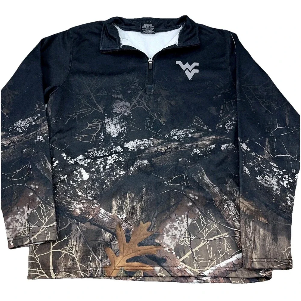 West Virginia Mountaineers Sweater Men Small Pullover WVU Camo Real Tree